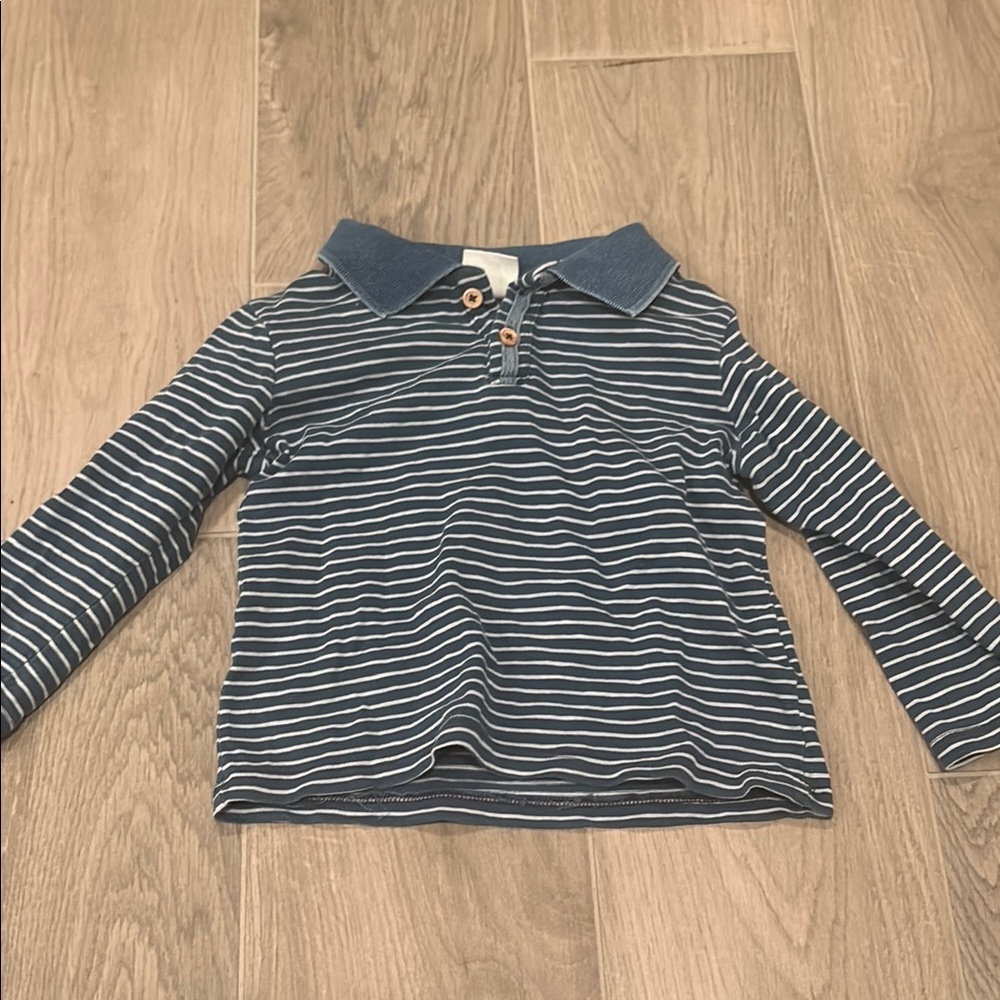 Zara Baby Boy Striped Navy Kids Polo Shirt Size 9-12 Months